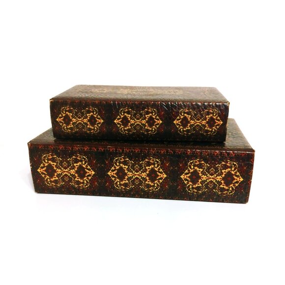 Decorative Book Box Set of 2 Storage Hideaway Trinket Classic Book Lined - Picture 1 of 7